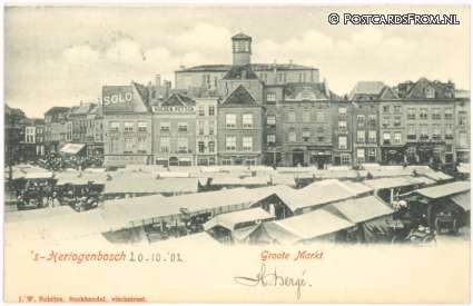 ansichtkaart: 's-Hertogenbosch, Groote Markt