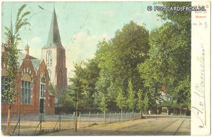 ansichtkaart: Nijmegen, Hees. Kerk en School
