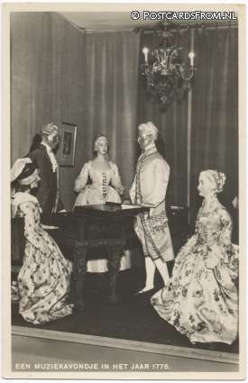 ansichtkaart: Zaandijk, Een muziekavondje in het jaar 1775