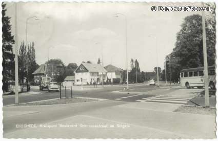 ansichtkaart: Enschede, Kruispunt Boulevard Gronausestraat en Singels
