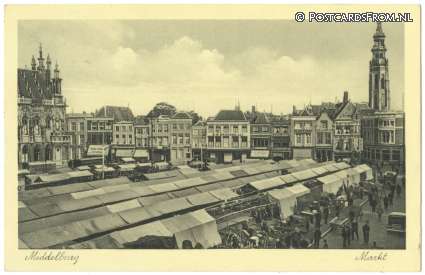 ansichtkaart: Middelburg, Markt