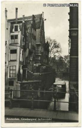 ansichtkaart: Amsterdam, Grimburgwal. Achterzijde