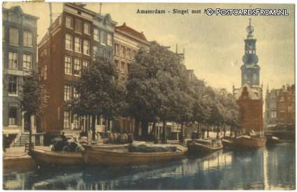 ansichtkaart: Amsterdam, Singel met Munttoren