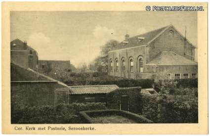 ansichtkaart: Serooskerke Walcheren, Ger. Kerk met Pastorie