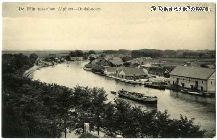ansichtkaart: Alphen aan den Rijn, De Rijn tusschen Alphen-Oudshoorn