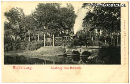 ansichtkaart: Middelburg, Seisbrug met Bolwerk