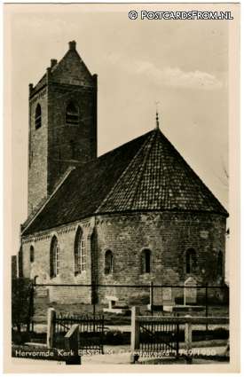 ansichtkaart: Eestrum, Hervormde Kerk. Gerestaureerd 1949-1950