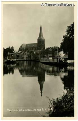 ansichtkaart: Maarssen, Schippersgracht met R.K. Kerk