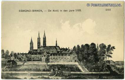 ansichtkaart: Egmond-Binnen, De Abdij in den Jare 1623