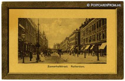 ansichtkaart: Rotterdam, Zomerhofstraat. Randversiering
