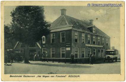 ansichtkaart: Koudum, Bondshotel Rest. 'Het Wapen van Friesland'