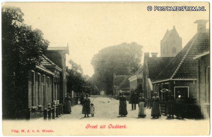 ansichtkaart: Oudkerk, Groet uit