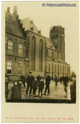 ansichtkaart: Vinkeveen, R.K. Kerk na den Storm 28 Dec. 1914
