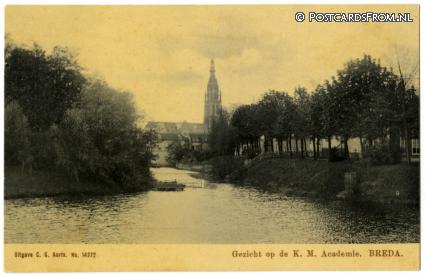 ansichtkaart: Breda, Gezicht op de K.M. Academie