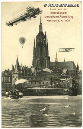 ansichtkaart: --, Gruss von Luftschiffahrt-Ausstellung Frankfurt a. Main 1909