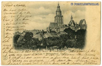 ansichtkaart: Zutphen, Gezicht op de Walburgskerk