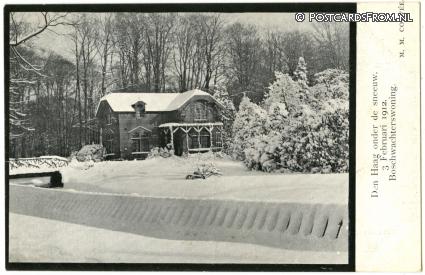 ansichtkaart: 's-Gravenhage, Den Haag onder de sneeuw. 3 Feb. 1912. Boschwachterswoning