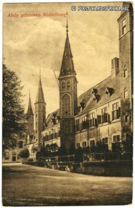 ansichtkaart: Middelburg, Abdy gebouwen
