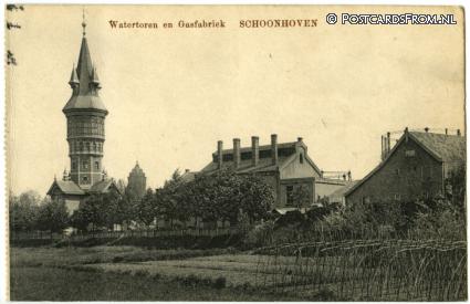 ansichtkaart: Schoonhoven, Watertoren en Gasfabriek