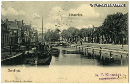 ansichtkaart: Groningen, Damsterdiep