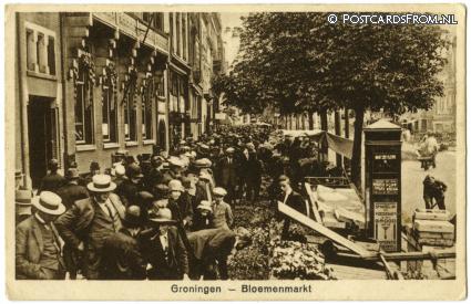 ansichtkaart: Groningen, Bloemenmarkt