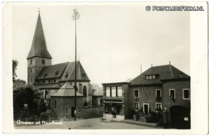 ansichtkaart: Noorbeek, Groeten uit, R.K. Kerk en St. Brigida Kapel