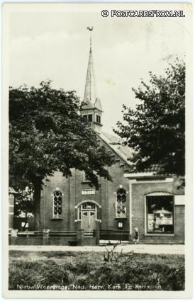 ansichtkaart: Nieuw-Weerdinge, Ned. Herf. Kerk 1e Kruisdiep