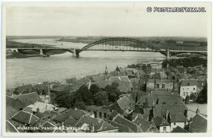ansichtkaart: Nijmegen, Panorama Waalbrug