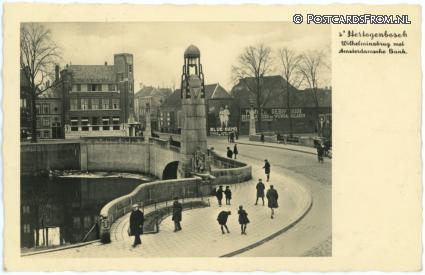 ansichtkaart: 's-Hertogenbosch, Wilhelminabrug met Amsterdamsche Bank