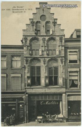 ansichtkaart: Dordrecht, De Sleutel. Groenmarkt 31. Ca. 1550 gerestaureerd 1913