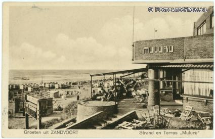 ansichtkaart: Zandvoort, Strand en Terras 'Muluru'