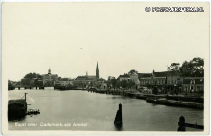 ansichtkaart: Ouderkerk ad Amstel, Buurt over Ouderkerk a.d. Amstel. Cafe Rest. 'Paardenburg'