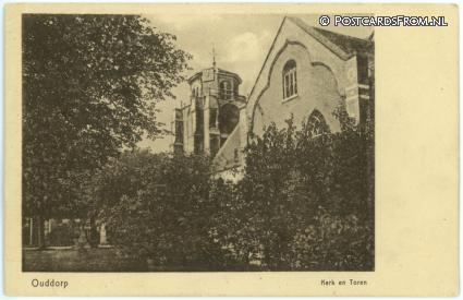 ansichtkaart: Ouddorp, Kerk en Toren