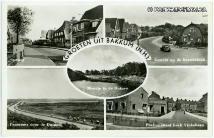 ansichtkaart: Bakkum, Stetweg - Beatrixklok - Poelvenstraat hoek Vinkebaan