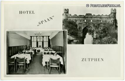 ansichtkaart: Zutphen, Hotel 'Spaan' Nieuwstad 58. Eig. J.W. Vaes