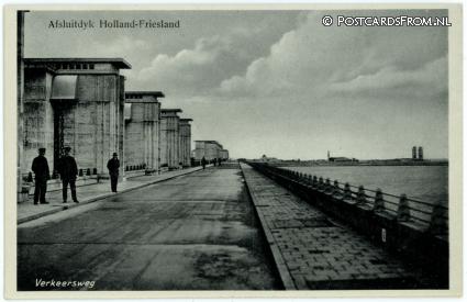 ansichtkaart: --, Afsluitdijk Holland-Friesland. Verkeersweg