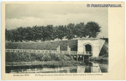 ansichtkaart: Breda, Voor 1870.  Haagsche poort, thans Einde Nieuwe huizen