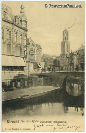 ansichtkaart: Utrecht, Oudegracht Bakkerbrug