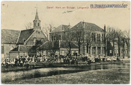 ansichtkaart: Dedemsvaart, Geref. Kerk en School, Langewijk