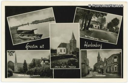 ansichtkaart: Hardenberg, Vecht - Heemse -Viersprong - Kerk -Voorstraat