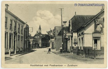 ansichtkaart: Zuidhorn, Hoofdstraart met Postkantoor