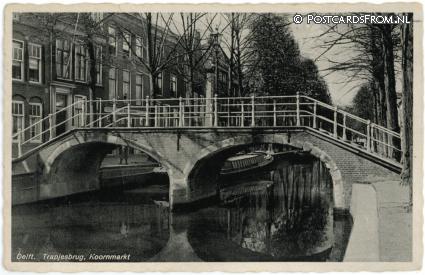 ansichtkaart: Delft, Trapjesbrug, Koornmarkt