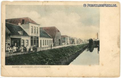 ansichtkaart: Zevenbergen, Haven Zuidsijde. Hotel De Beurs