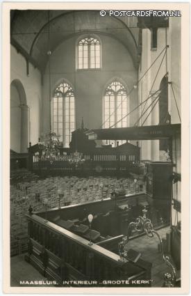 ansichtkaart: Maassluis, Interieur 'Groote Kerk'