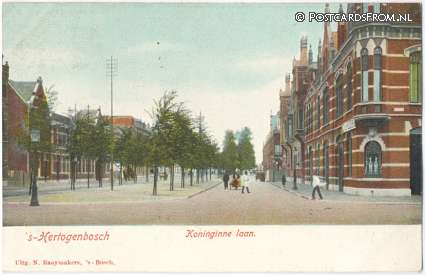 ansichtkaart: 's-Hertogenbosch, Koninginne laan