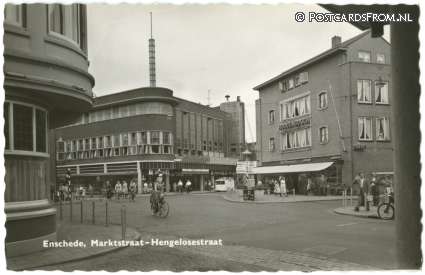 ansichtkaart: Enschede, Marktstraat - Hengelosestraat