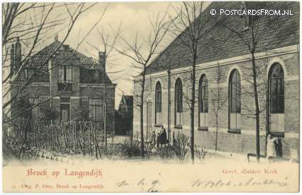 ansichtkaart: Broek op Langedijk, Geref. - Zuider - Kerk