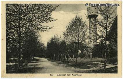 ansichtkaart: Ede, Lindelaan met Watertoren