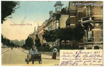 ansichtkaart: Arnhem, Apeldoornsche Weg