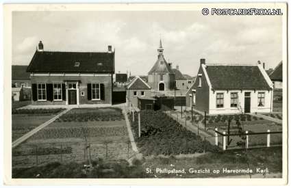 ansichtkaart: Sint Philipsland, Gezicht op Hervormde Kerk